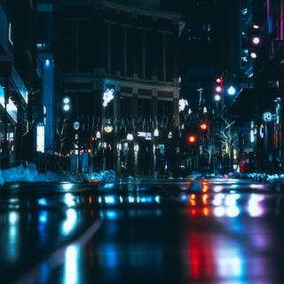 Aesthetic night city desktop wallpaper