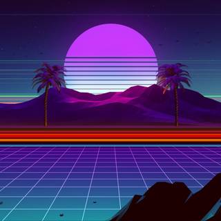 Purple retro PC wallpaper