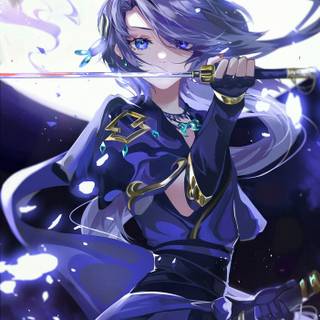 Purple and blue girl anime wallpaper