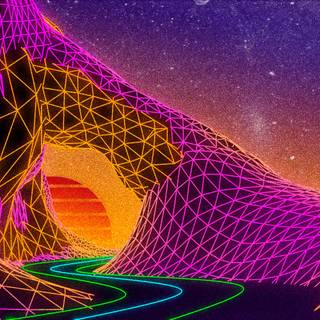 Purple retro PC wallpaper