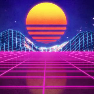 Purple retro PC wallpaper