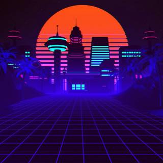 Purple retro PC wallpaper