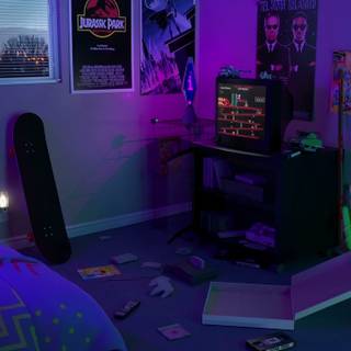 Purple retro PC wallpaper