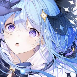 Purple and blue girl anime wallpaper