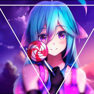 Purple and blue girl anime wallpaper