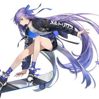 Purple and blue girl anime wallpaper