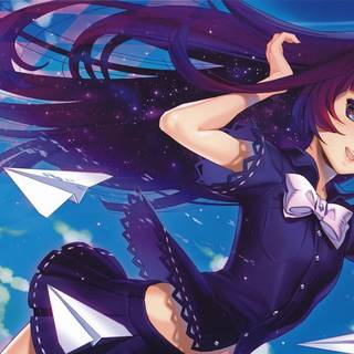 Purple and blue girl anime wallpaper