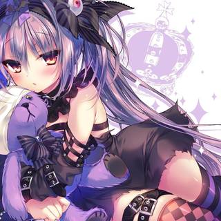Purple and blue girl anime wallpaper