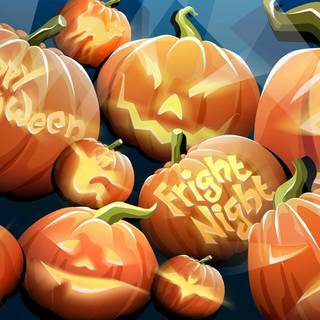 Autumn pumpkin field desktop wallpaper