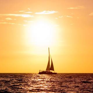 Boats at sunset wallpaper