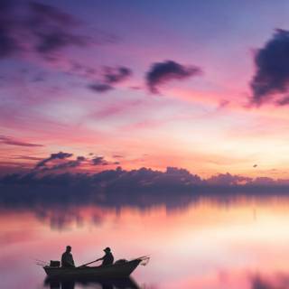 Boats at sunset wallpaper