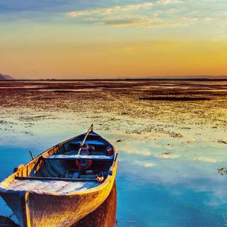 Boats at sunset wallpaper