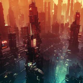 Cyberpunk landscape wallpaper