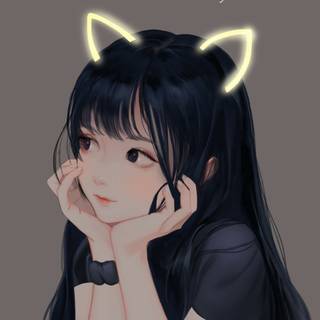 Cute anime black hair wallpaper