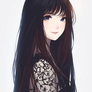 Cute anime black hair wallpaper
