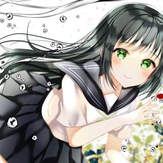 Cute anime black hair wallpaper