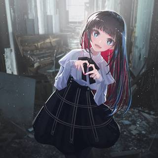 Cute anime black hair wallpaper