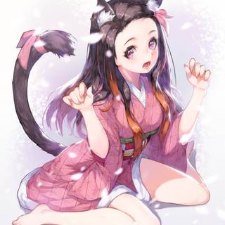 Nezuko cat wallpaper