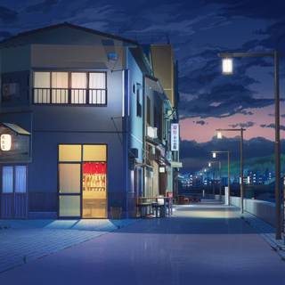 Anime Japanese city night wallpaper