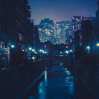 Anime Japanese city night wallpaper