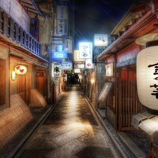 Anime Japanese city night wallpaper