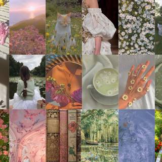 Cottagecore collage wallpaper