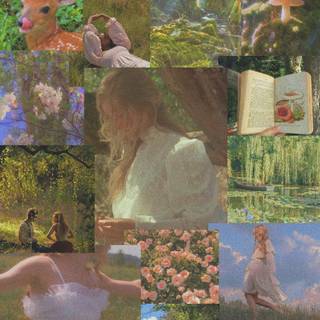 Cottagecore collage wallpaper