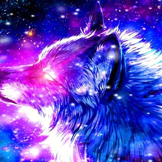 Neon wolf rainbow wallpaper