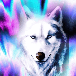 Neon wolf rainbow wallpaper