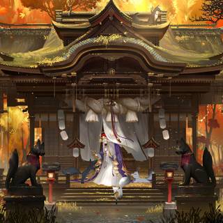 Anime fox shrine wallpaper