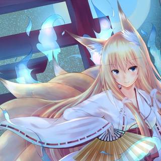Anime fox shrine wallpaper