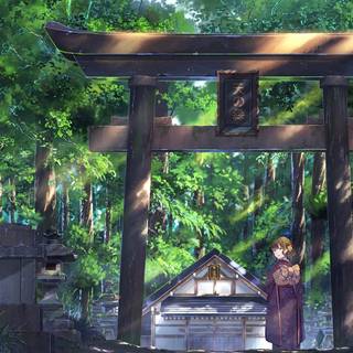Anime fox shrine wallpaper