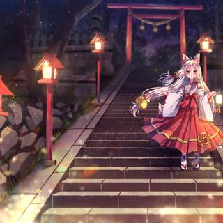 Anime fox shrine wallpaper