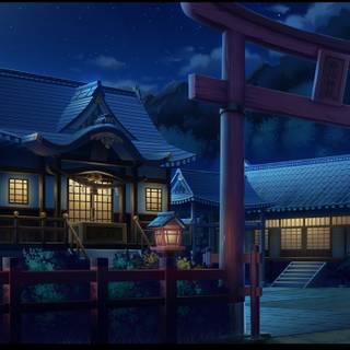 Anime fox shrine wallpaper
