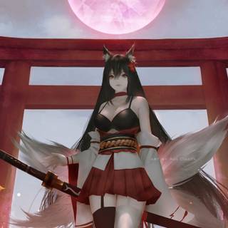 Anime fox shrine wallpaper