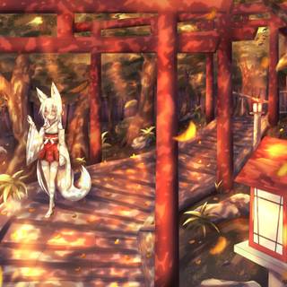 Anime fox shrine wallpaper