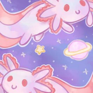 Pink axolotl wallpaper