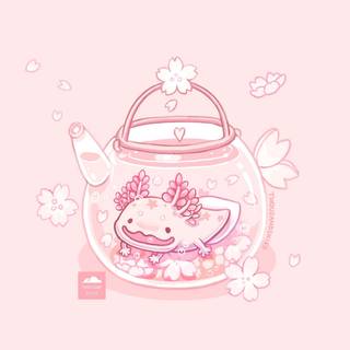 Pink axolotl wallpaper