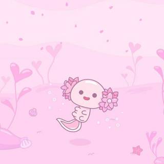 Pink axolotl wallpaper