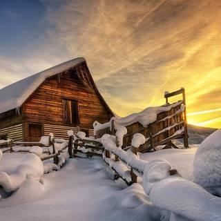 Winter cabin 1920x1080 wallpaper