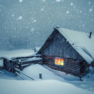 Winter cabin 1920x1080 wallpaper