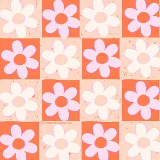 Checkered flower wallpaper
