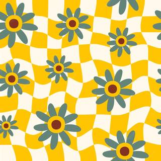 Checkered flower wallpaper