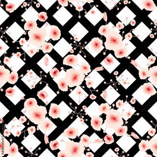 Checkered flower wallpaper