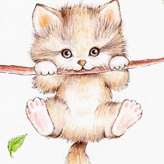 Spring cat art wallpaper