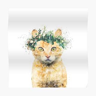 Spring cat art wallpaper