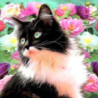 Spring cat art wallpaper