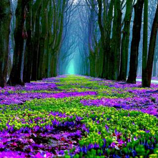 Fantasy spring forest wallpaper