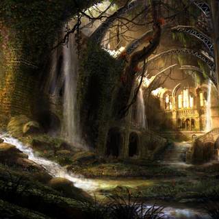 Fantasy spring forest wallpaper