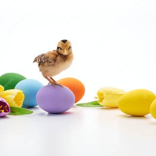 Baby chick and easter eggs wallpaper